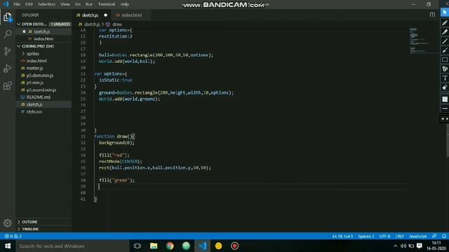 Matter.js / tutorial / ep# 3. Ep # 2 continuation