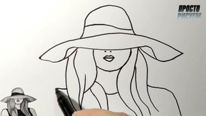 Как нарисовать ПОРТРЕТ ДЕВУШКИ в шляпе легко, Рисунки людей