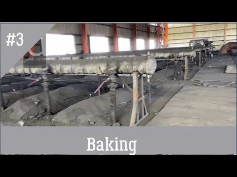 Процесс обжига графитированных электродов. Graphite electrodes baking.