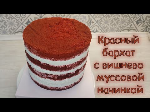 Красный бархат на муссовом креме? с вишневой начинкой.