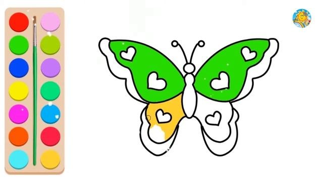 Coloring And Drawing Butterfly For Kids | Painting For Children | Learn Colors