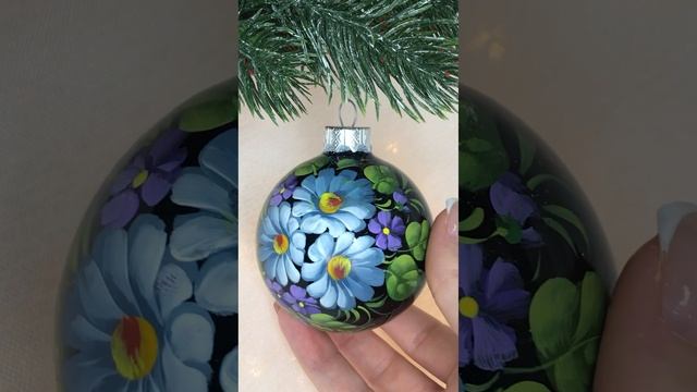 Арт. М3  Шар с ручной росписью 65 мм «Жостово»