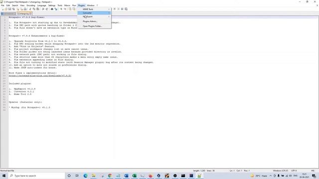 Notepad Plus Plus setup with plugins installation for json viewer.
