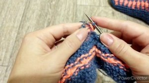 СЛЕДКИ ДВУХЦВЕТНЫМ УЗОРОМ НА ДВУХ СПИЦАХ/МК?