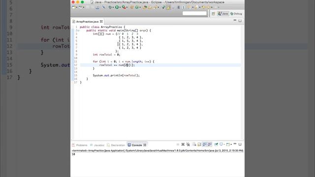 Finding the Sum of Rows and Columns in a Two-Dimensional Array (Java)