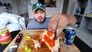 Cheesy Bacon Pepperoni Pizza MUKBANG @StevenSushi2