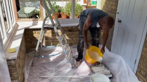 Undercoating the conservatory ceiling - and filling and caulking