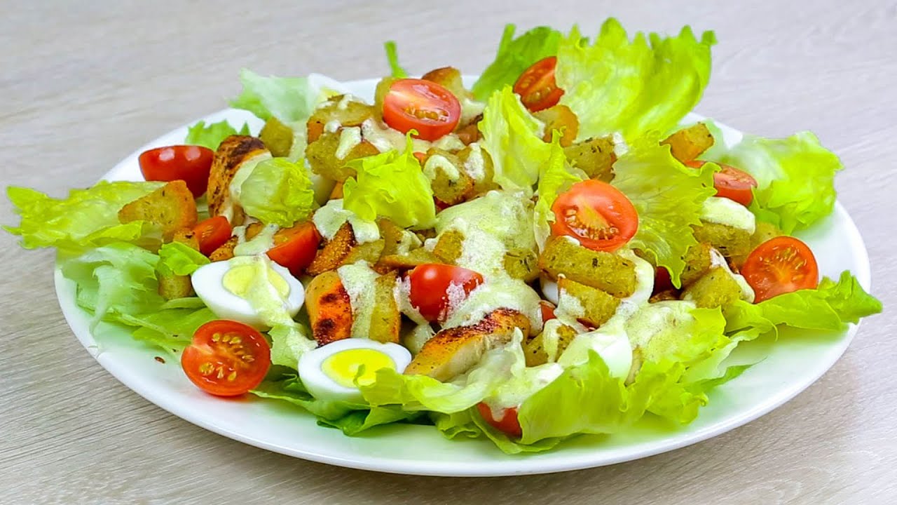 фото салат цезарь с курицей домашних