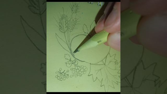 Рисунок графикой Осенняя композиция смотреть онлайн