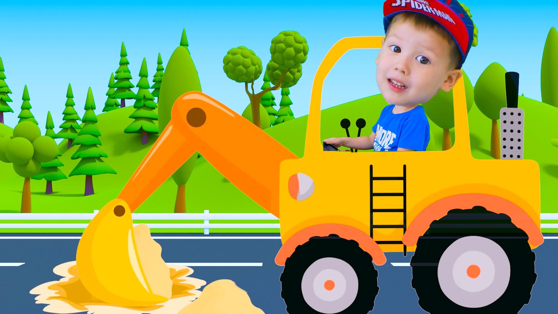 Синий трактор Песенки для детей Машинки Экскаватор и Грузовичок для детей