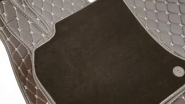 Коврики из экокожи цвет кофейный Люкс с дополнительными накладками