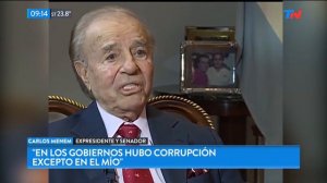 Menem: "En todos los gobiernos hubo corrupción menos en el mío"