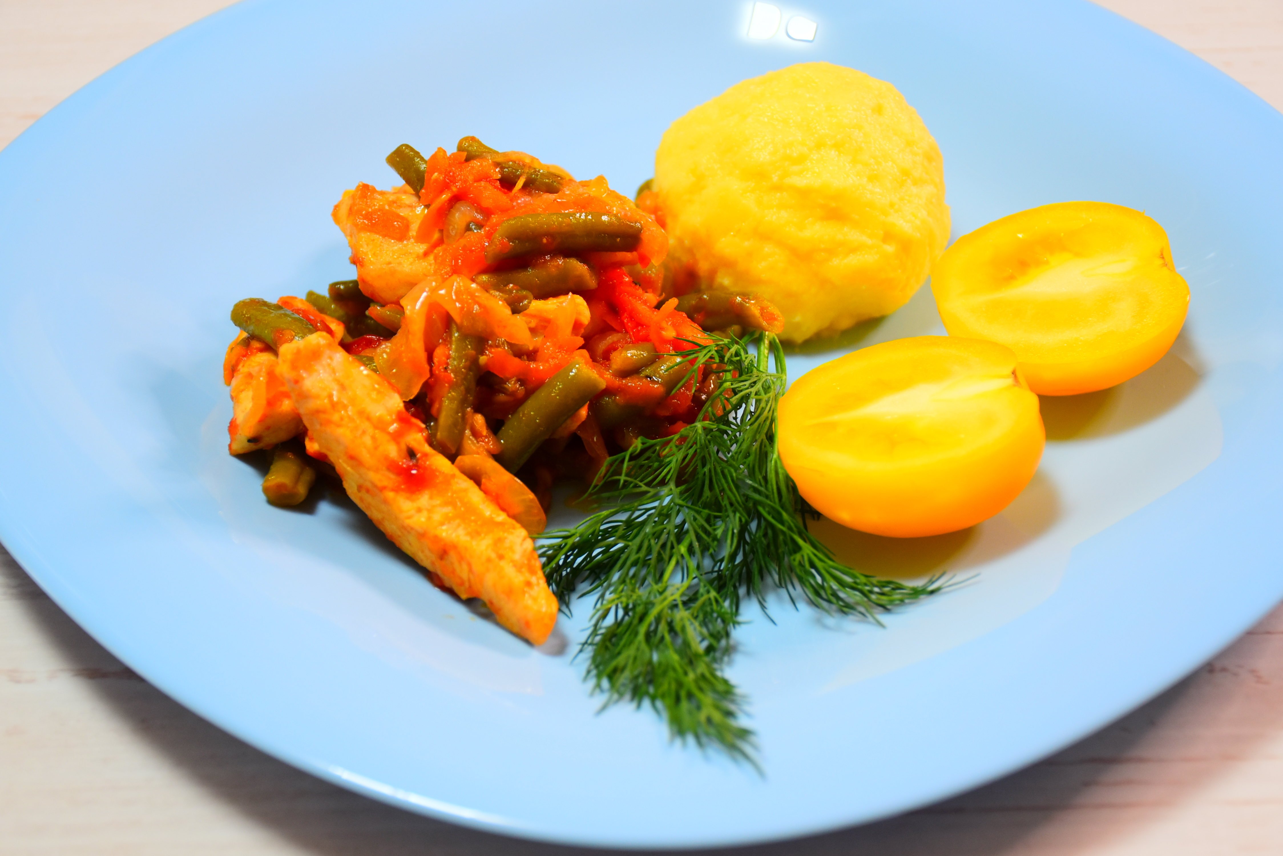 Пикантная курица с зеленой фасолью. Красиво и вкусно!