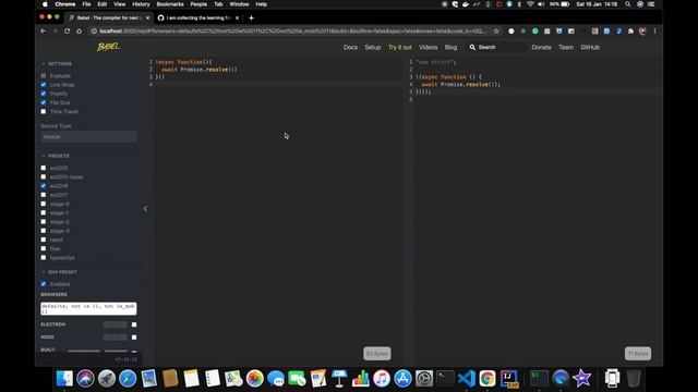 Reverse engineering the babel website | run-s | filesize | safe-evaluation of code | workers
