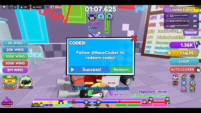 *NEW* ALL WORKING RACE CLICKER ROBLOX CODES 2023 - RACE CLICKER CODES смотреть онлайн