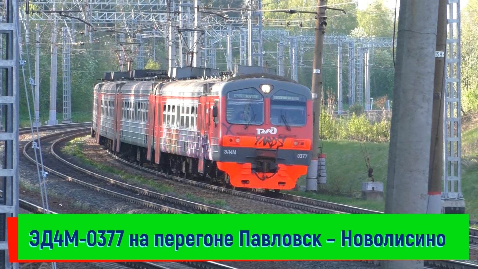 Электропоезд ЭД4М-0377 на перегоне Павловск – Новолисино | ED4M-0377