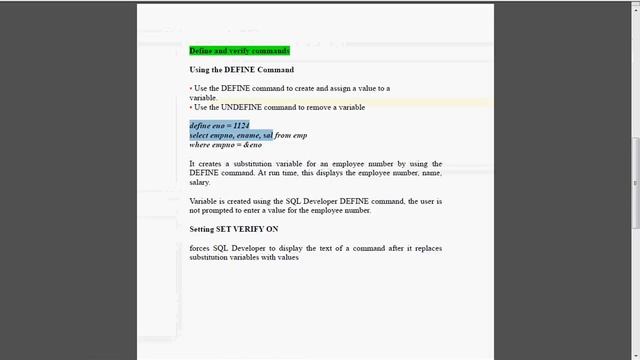 Oracle SQL Basics - DEFINE & Verify смотреть онлайн