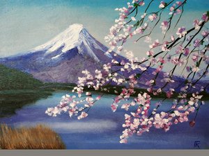 Картина маслом Гора Фудзияма. Живопись маслом