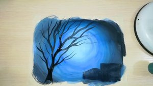 Осенняя ночь. Рисунок гуашью