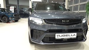 Обзор Geely Tugella Flagship Sport Серая с черными дисками
