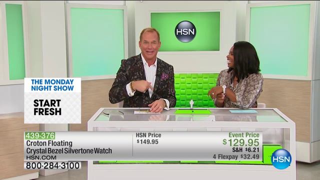 Croton Floating Crystal Bezel Silvertone Watch смотреть онлайн