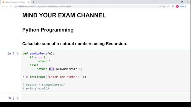 Sum of first n natural numbers Recursive Code | Python Programming for Beginners |Basics of Python