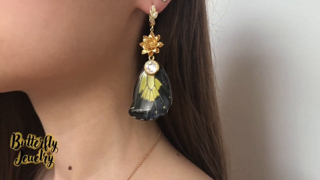 Серьги из крыльев тропической Бабочки «Eliza» смотреть онлайн