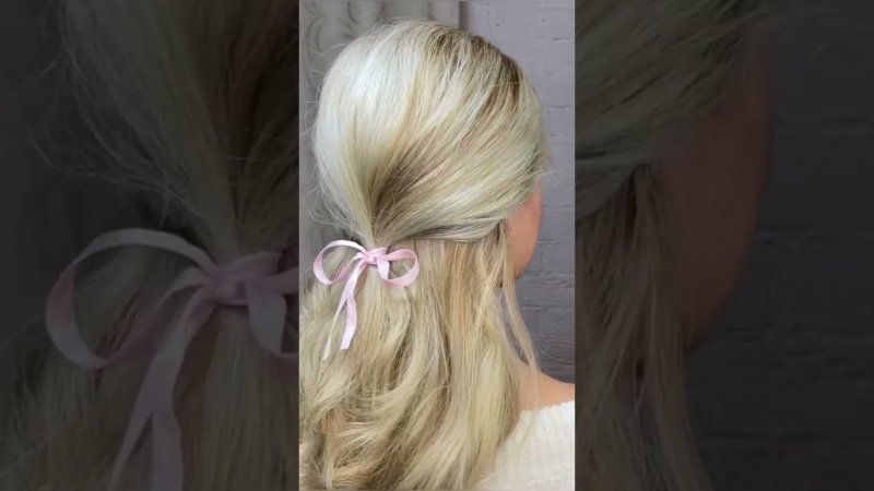 Очень простая и нежная прическа с лентой на распущенные волосы  Easy Half Up Half Down Hairstyle