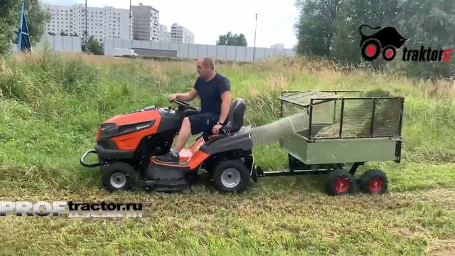 Огромный травосборник на садовый трактор. Прицеп ZimAni. смотреть онлайн