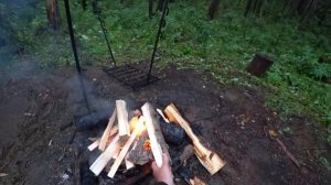 Строим баню из бруса в тайге. Готовим глухаря и утку на костре. В гостях у Александра Устаева.