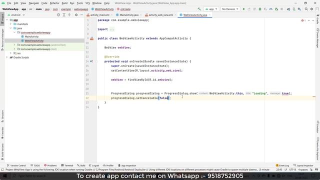 How to Create Web View App | Create Android WebView App using android studio | WebView App