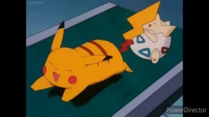 Togepi playing with pikachu in pokemon gif