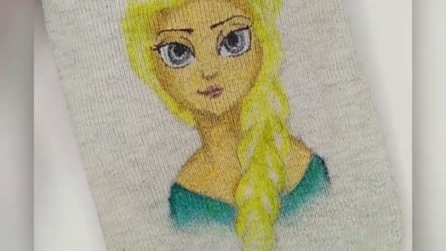 роспись носочков...Эльза, Холодное сердце, рисунок, акриловые краски, дизайн смотреть онлайн