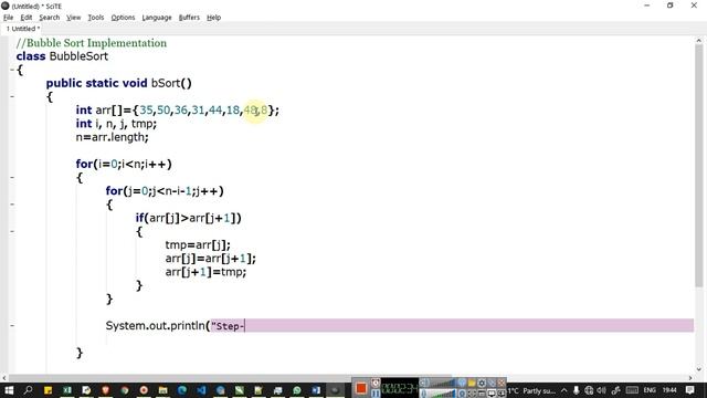 Java   Bubble Sort Practical Implementation