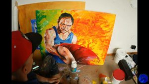 Karl Markus Antson's paintings of Estonian olympic athletes: Estonian wrestler Heiki Nabi