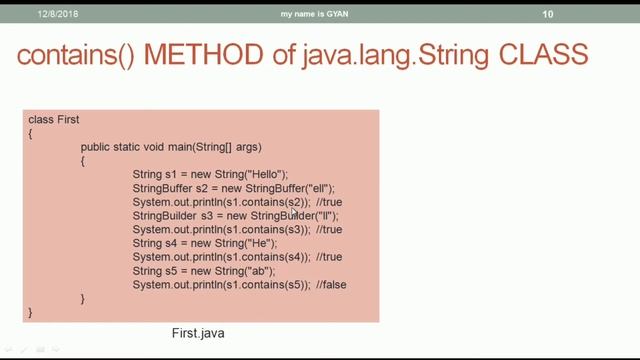 String API in Java | #10 | contains() Method of the String Class in Java