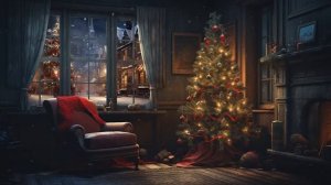 Cozy Christmas Ambience 2024 | Snow Drop Window in Cozy Cabin with Cracking Fireplace to Fall Aslee