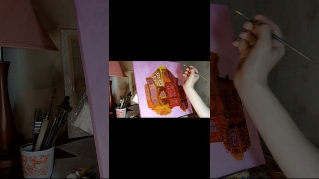 Процесс рисования картины маслом