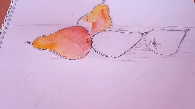 Как нарисовать груши|акварельный скетчинг|Angelina ART рисование для начинающих|(акварель) смотреть онлайн