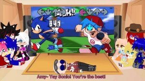 Sonic characters react to FNF Vs. Sonic HD Mod. (Gacha Club) ||No Ships!||