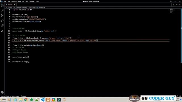 03 - Python Project - Typo Speed | Title & Test Sections | Python Program | Python Basic Programs