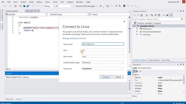 отладка и запуск программ на c++ в Visual Studio для Linux смотреть онлайн