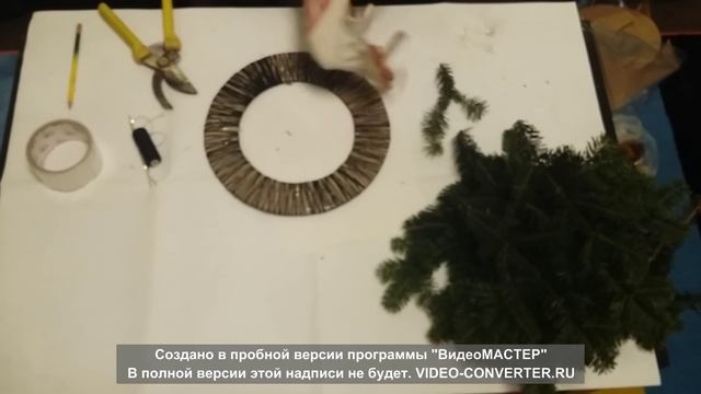 НОВОГОДНИЙ РОЖДЕСТВЕНСКИЙ ВЕНОК своими руками ! Мастер-класс! смотреть онлайн