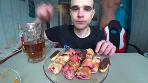 МУКБАНГ ПАСТА ПЕСТО / ОМЛЕТ С БЕКОНОМ, С СЫРОМ / ЭКЛЕРЫ / ДОДО ПИЦЦА / EATING Mukbang ASMR АСМР