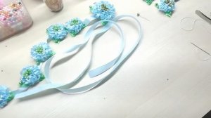 Лента в косу канзаши из узкой ленты, DIY,МК