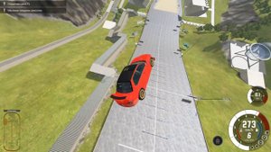 Прыжки с препятствиями Машины BeamNG летят с большого трамплина Приземляются и разбиваются