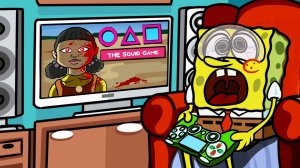 Губка-Боб играет в Игру Кальмар | SQUID GAME | Мама превратилась в робота | Анимация