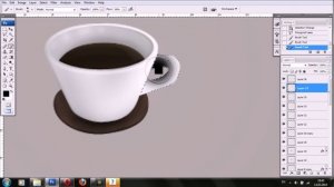 Drawing coffee icon in Photoshop.