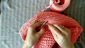 Пуф спицами МК!Пуф из трикотажной пряжи