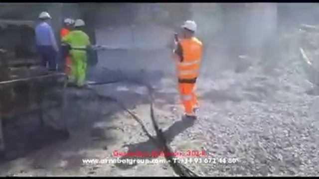 Нанесение торкрет смеси установкой сухого торкретирования